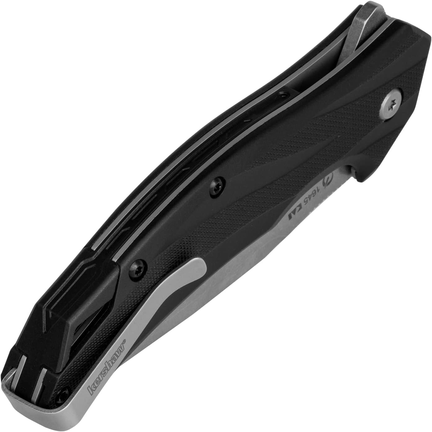Kershaw Lateral Folding Pocket Knife, 3.1 inch Stonewashed Blade, Pocketclip,BLACK