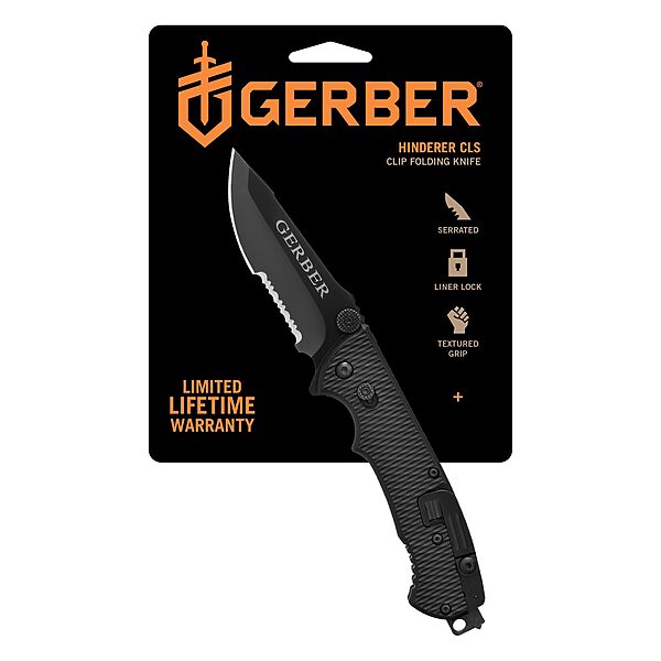 Gerber Gear Hinderer CLS Knife with Serrated Edge - 3.5" Serrated Blade Folding Knife - EDC Gear and Equipment - Stainless Steel