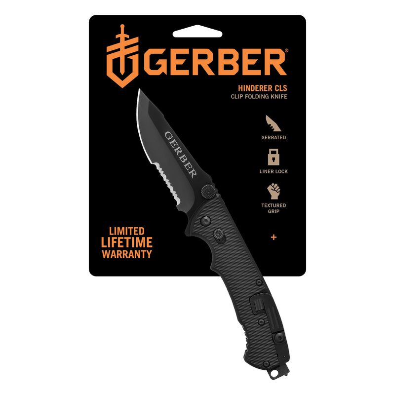 Gerber Gear Hinderer CLS Knife with Serrated Edge - 3.5" Serrated Blade Folding Knife - EDC Gear and Equipment - Stainless Steel