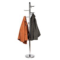 Mind Reader Freestanding Coat Rack, Multi-Hook Organizer for Office or Entryway, Metal, Silver