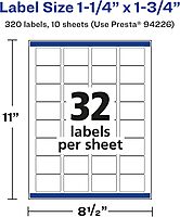 Avery Glossy White Rectangle Labels, Sure Feed Technology, 1.25" x 1.75", Permanent Adhesive, Laser/Inkjet Printable