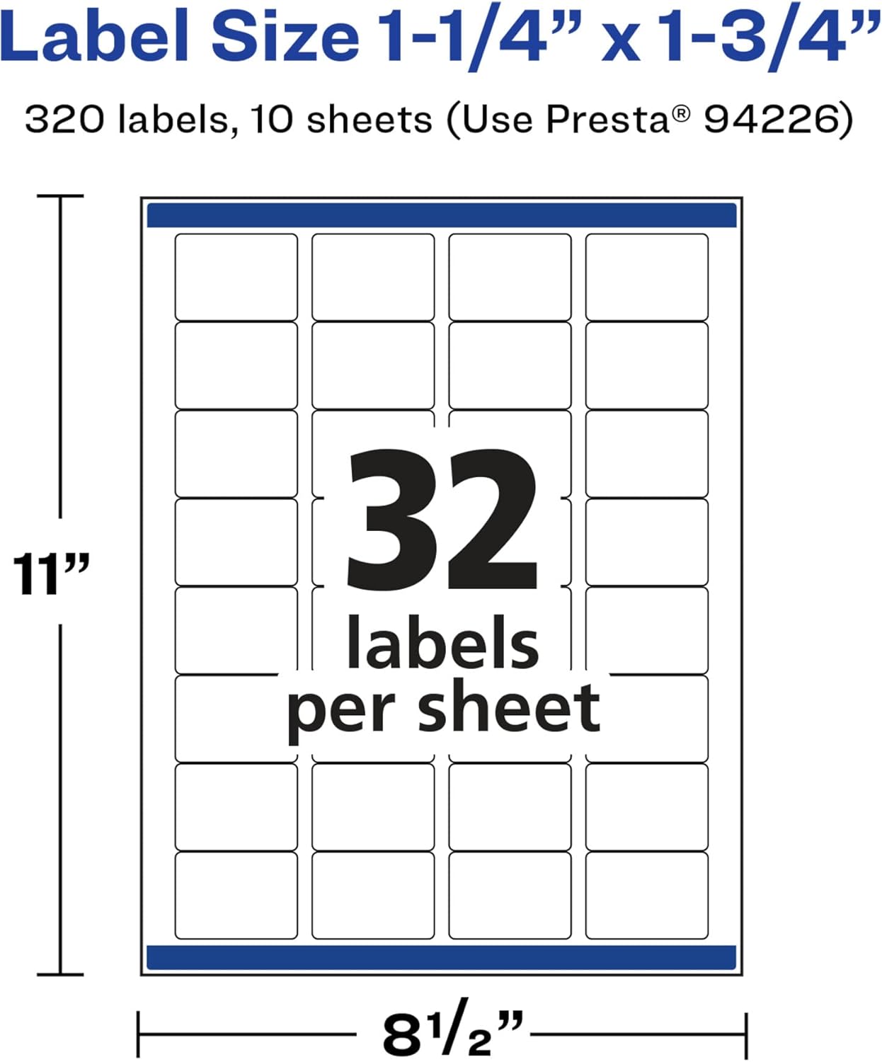 Avery Glossy White Rectangle Labels, Sure Feed Technology, 1.25" x 1.75", Permanent Adhesive, Laser/Inkjet Printable