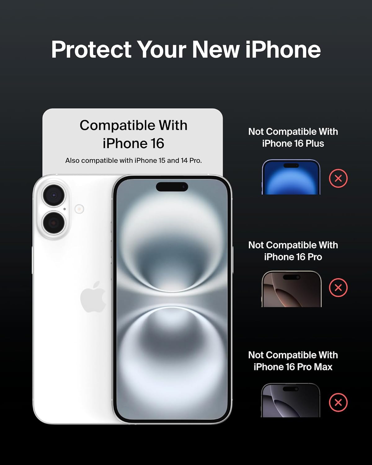 Belkin ScreenForce InvisiGlass Privacy Screen Protector for iPhone 16, 15, & 14 Pro - Slim & Scratch-Resistant