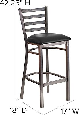 Flash Furniture HERCULES Series Clear Coated Ladder Back Metal Restaurant Barstool