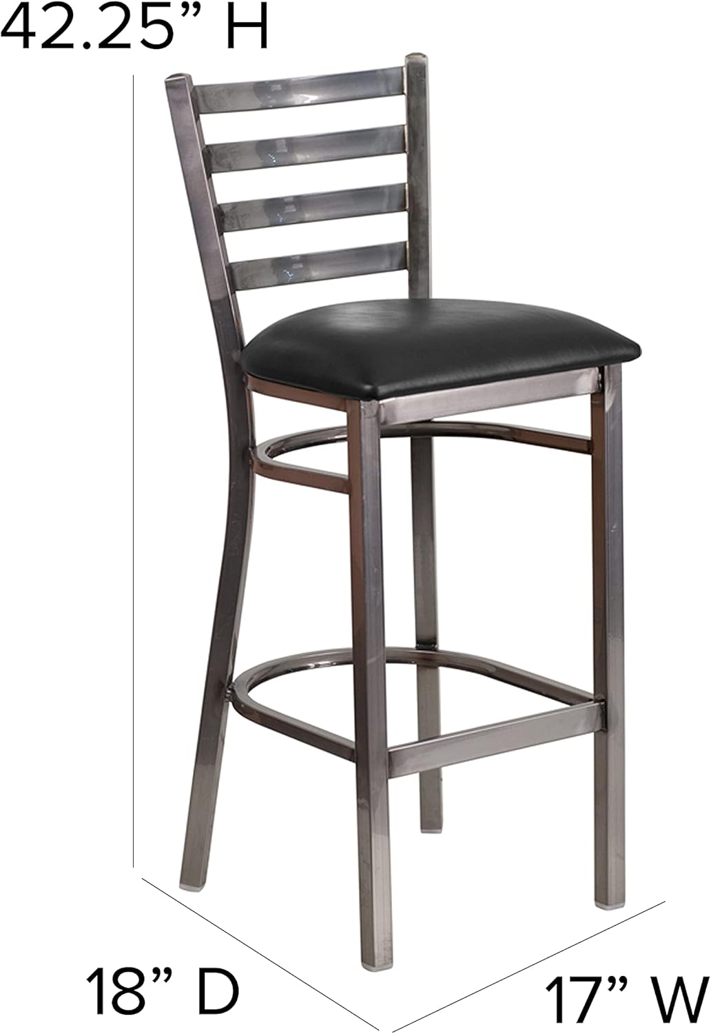 Flash Furniture HERCULES Series Clear Coated Ladder Back Metal Restaurant Barstool