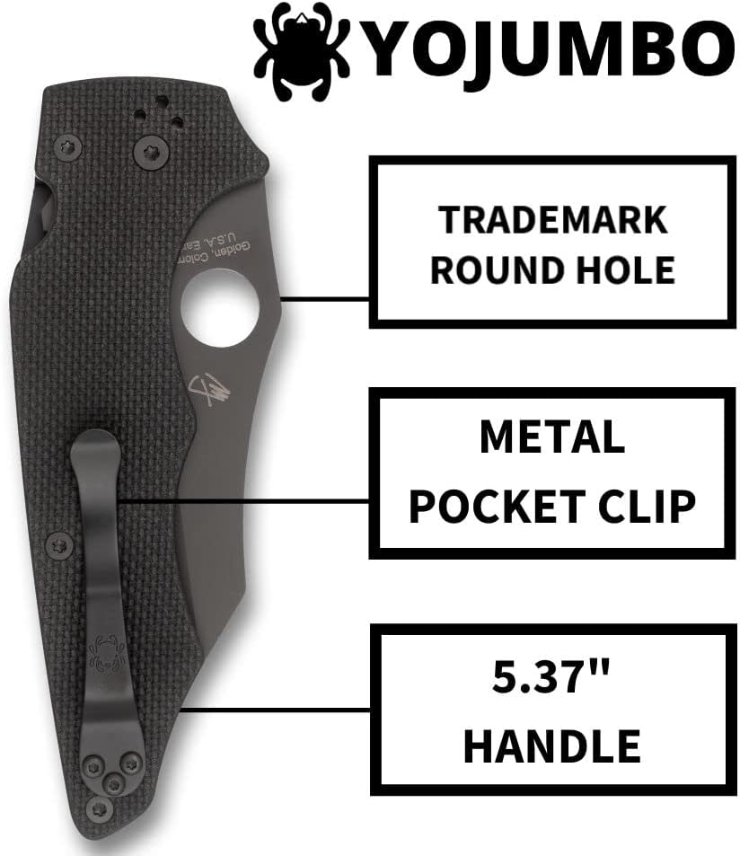 Spyderco YoJumbo Specialty Knife with Black Wharncliffe Blade and Black Coarse-Textured G-10 Handle - PlainEdge - C253GPBBK