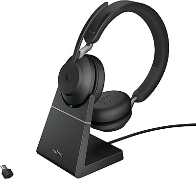 Jabra Evolve2 65 - USB-C MS Teams Stereo with Charging Stand - Black Wireless Headset/Music Headphones