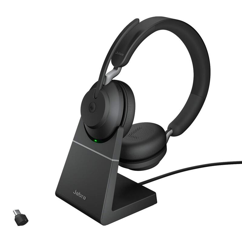 Jabra Evolve2 65 - USB-C MS Teams Stereo with Charging Stand - Black Wireless Headset/Music Headphones