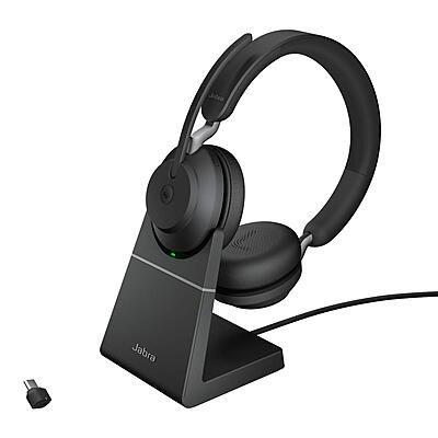Jabra Evolve2 65 - USB-C MS Teams Stereo with Charging Stand - Black Wireless Headset/Music Headphones