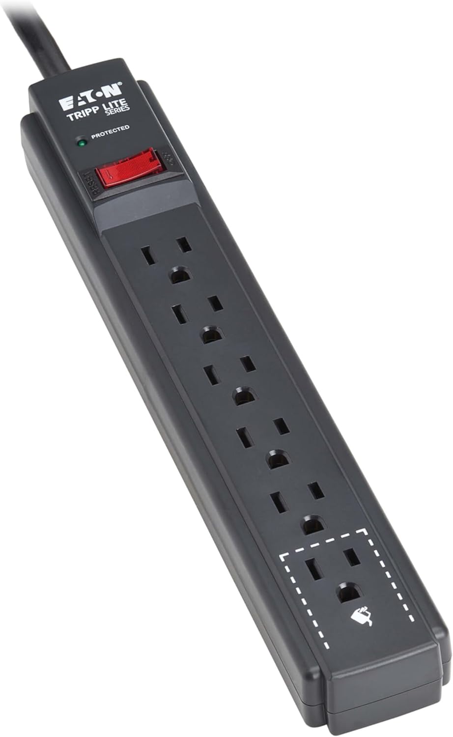 Eaton Tripp Lite Series 6-Outlet Surge Protector Power Strip, 3ft Extension Cord, 600 Joules, 15A Circuit Breaker, Black