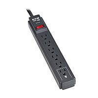 Eaton Tripp Lite Series 6-Outlet Surge Protector Power Strip, 3ft Extension Cord, 600 Joules, 15A Circuit Breaker, Black