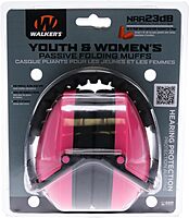 WALKER'S Youth & Women's Low Profile Folding Padded Hearing Protection Earmuffs
