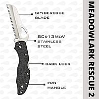 Byrd Meadowlark 2 Rescue Lightweight Knife with 3.05" Stainless Steel Sheepfoot Blade and High Performance Black FRN Handle - SpyderEdge - BY19SBK2