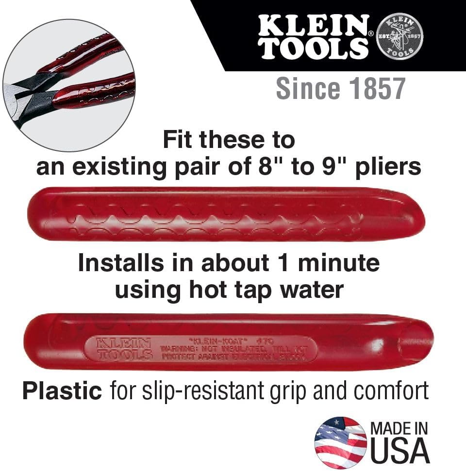 Klein Tools 89 Replacement Handles, Plastic Handle Replacement Set for 8 to 9-Inch Pliers , Red 8'' to 9''