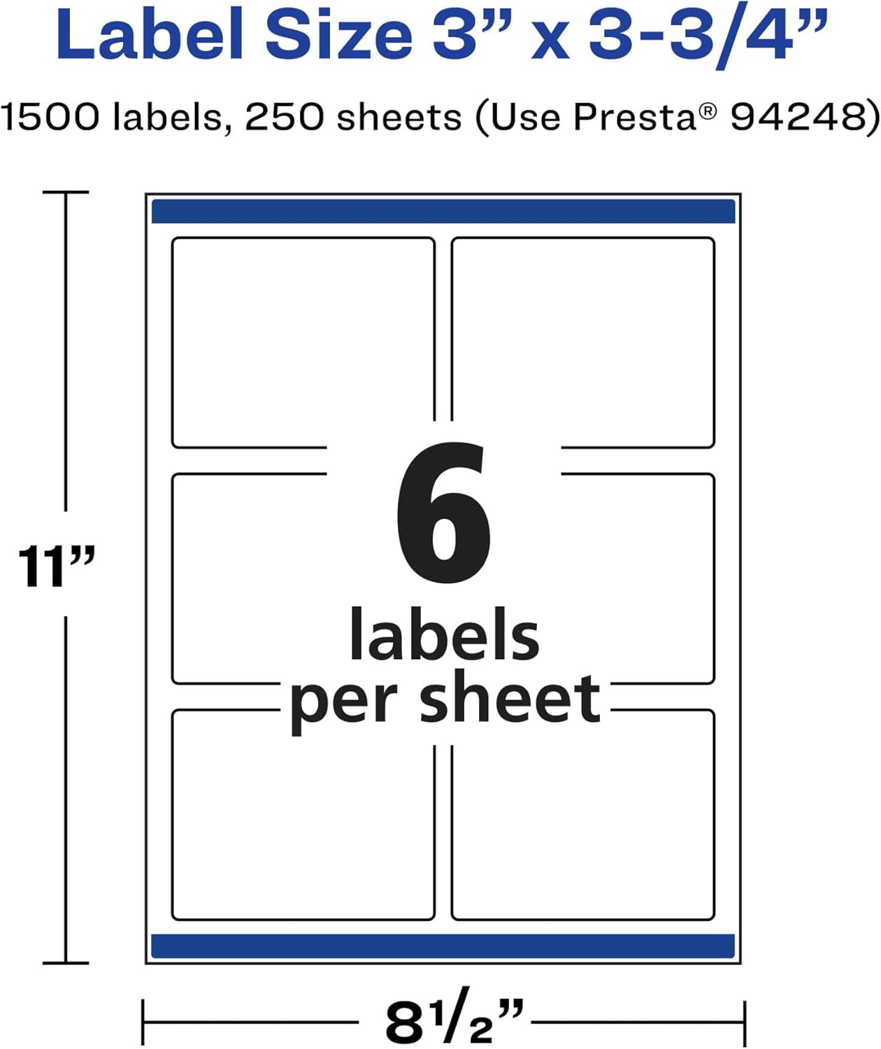 Avery Matte White Rectangle Labels, Sure Feed Technology, 3" x 3.75"