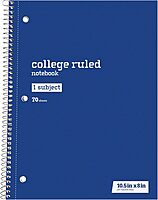 Just Basics® Wirebound Notebook, 8" x 10-1/2", College Ruled, 70 Sheets, Assorted Colors, Pack of 6
