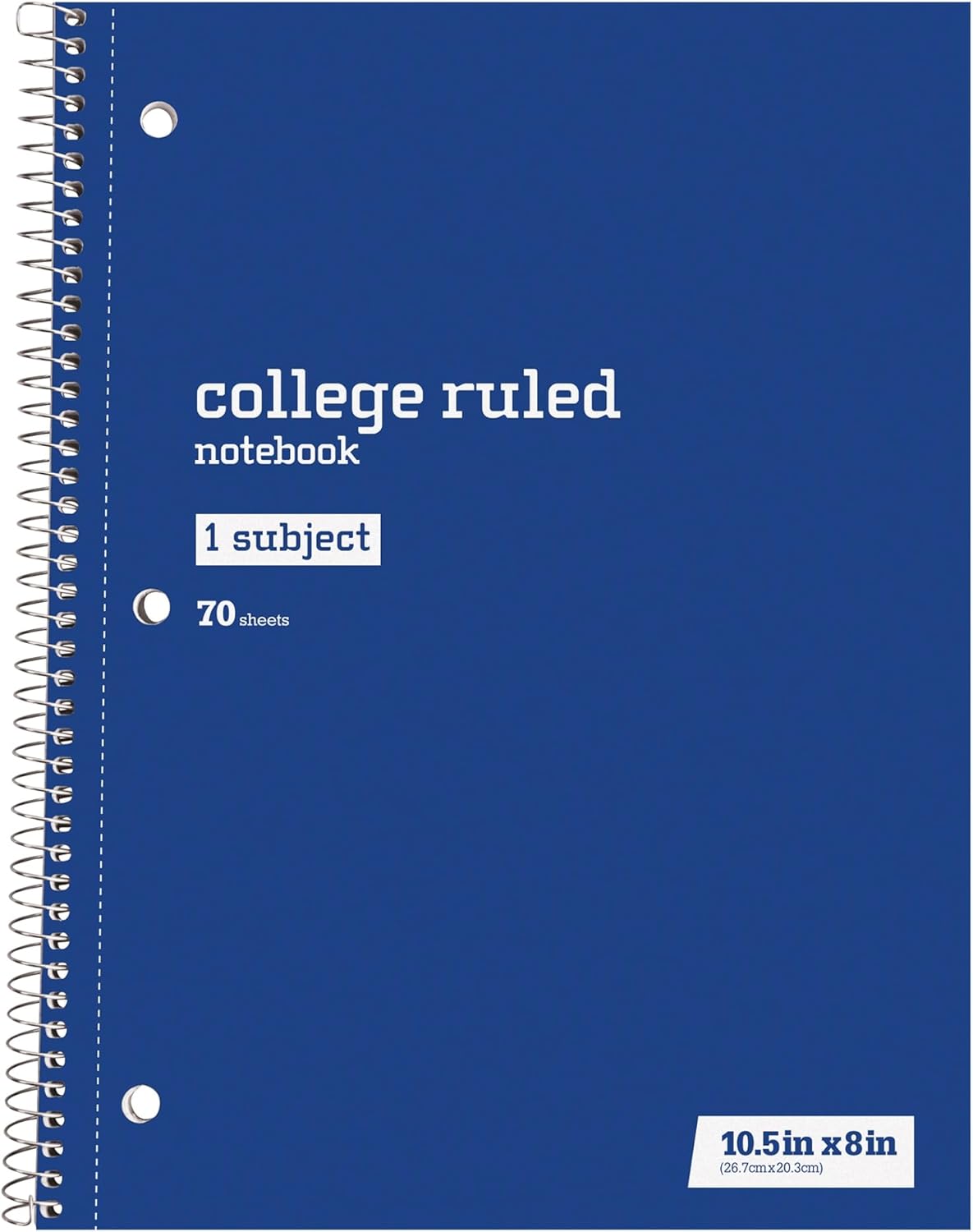 Just Basics® Wirebound Notebook, 8" x 10-1/2", College Ruled, 70 Sheets, Assorted Colors, Pack of 6
