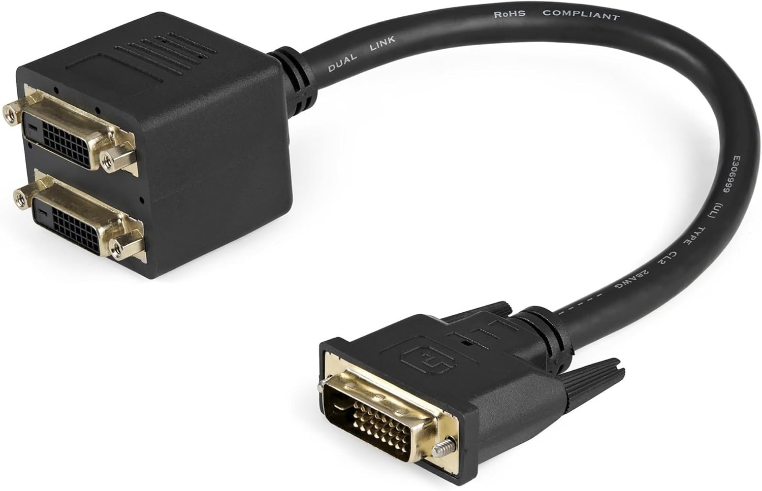 StarTech.com 1ft DVI Splitter Cable - M / F - DVI-D to 2x DVI-D Dual Video Splitter for Your Split Screen Computer Monitor