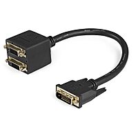 StarTech.com 1ft DVI Splitter Cable - M / F - DVI-D to 2x DVI-D Dual Video Splitter for Your Split Screen Computer Monitor (DVISPL1DD), Black
