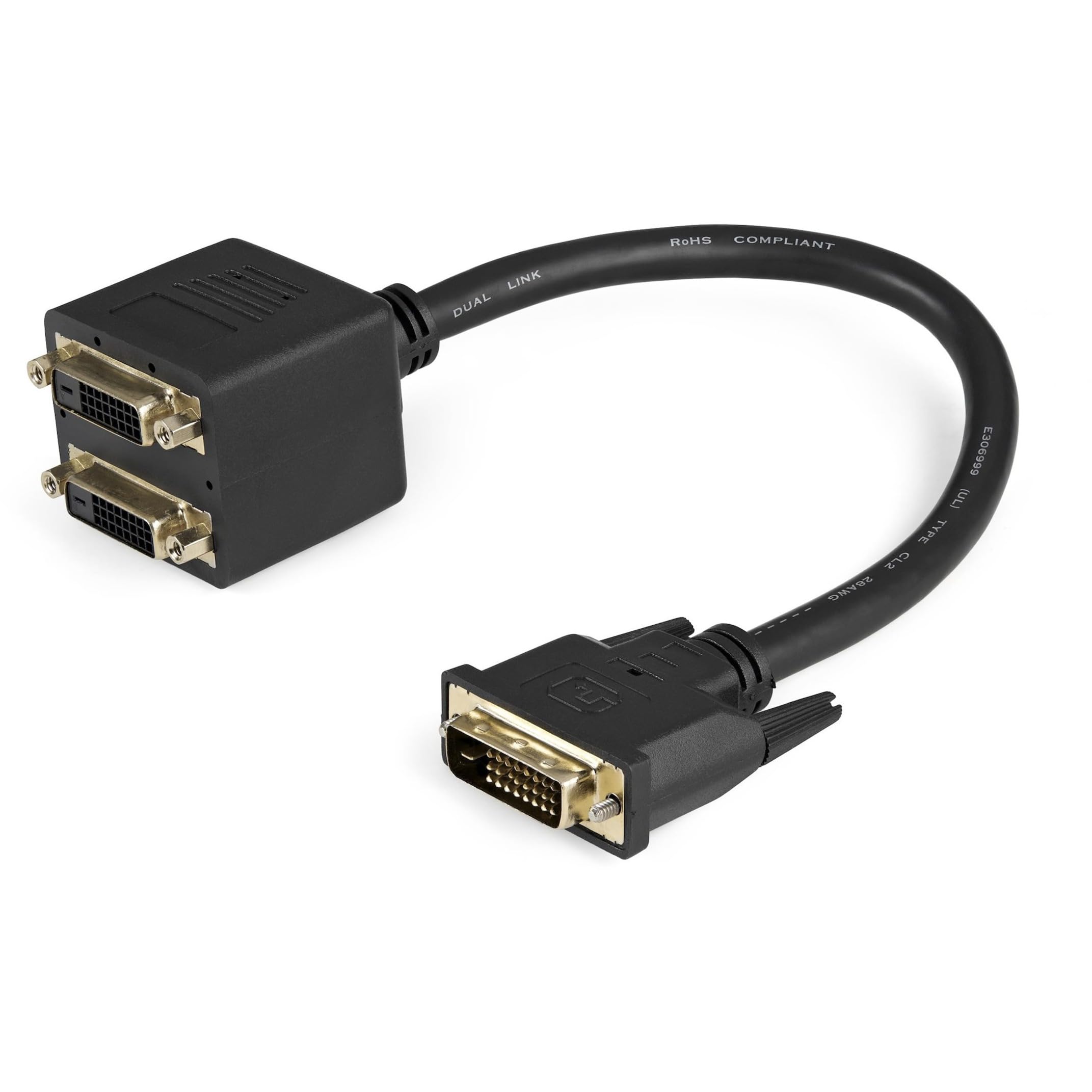 StarTech.com 1ft DVI Splitter Cable - M / F - DVI-D to 2x DVI-D Dual Video Splitter for Your Split Screen Computer Monitor