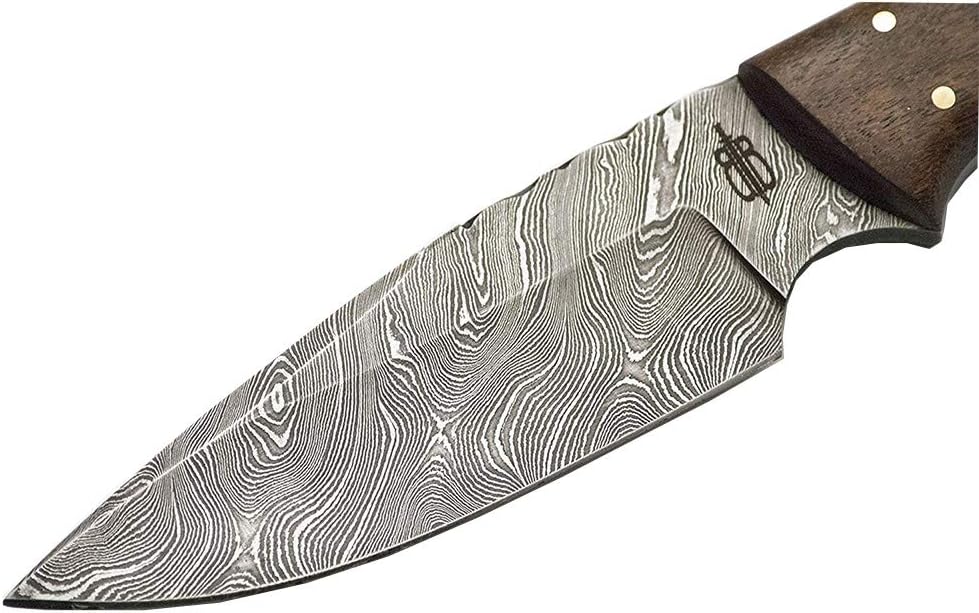 BucknBear Custom Handmade Fixed Blade Damascus Hunting Knife (Bone/Walnut Handle)