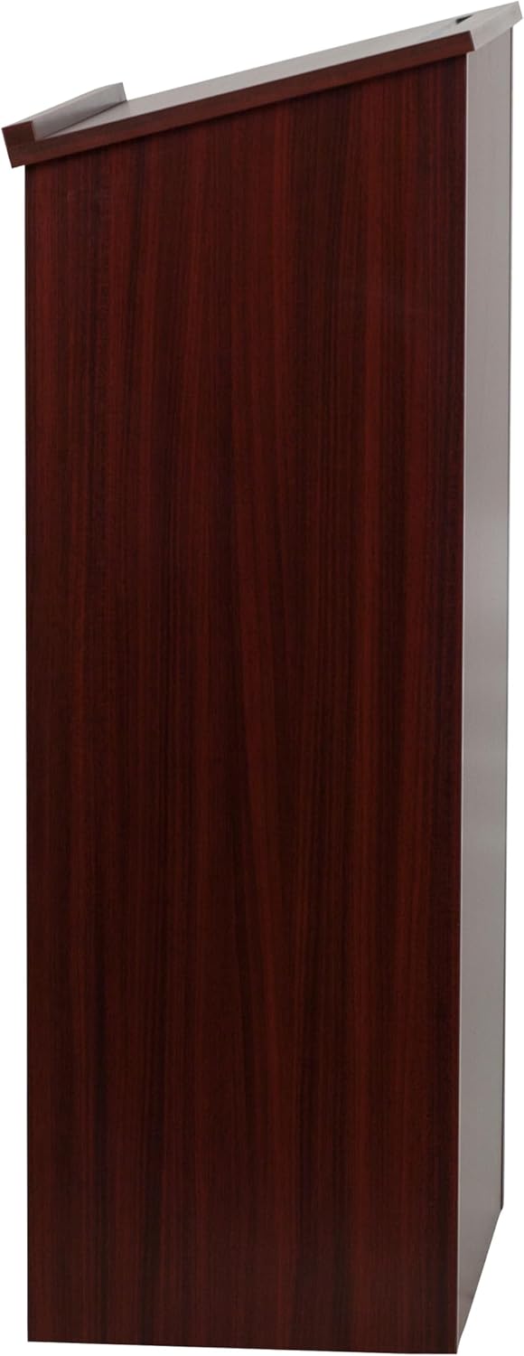 Flash Furniture Stand-Up Wood Lectern, 45-3/4inH x 23inW x 15inD, Mahogany
