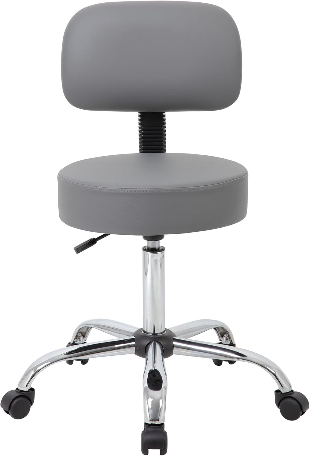 BOSS OFFICE PRODUCTS Medical Stool with Back, Antimicrobial Vinyl, Chrome Base