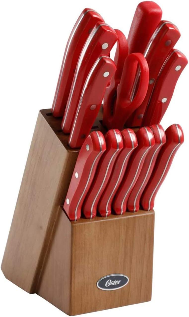 Oster Evansville 14 Piece Stainless Steel Kitchen Cutlery Stainless Steel Knife Block Set