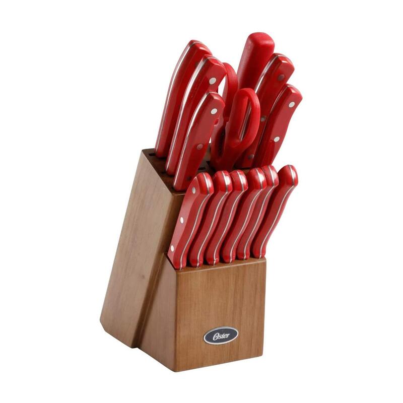 Oster Evansville 14 Piece Stainless Steel Kitchen Cutlery Stainless Steel Knife Block Set