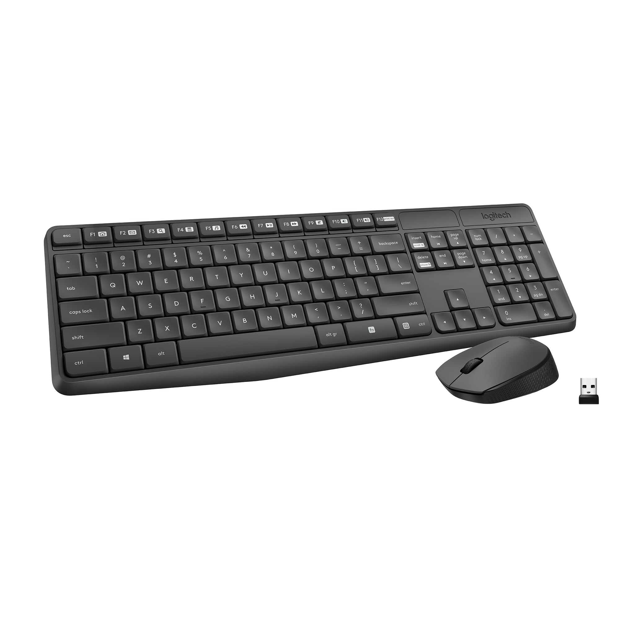 Logitech MK235 Wireless Keyboard and Mouse Combo for Windows, USB Receiver, Long Battery Life