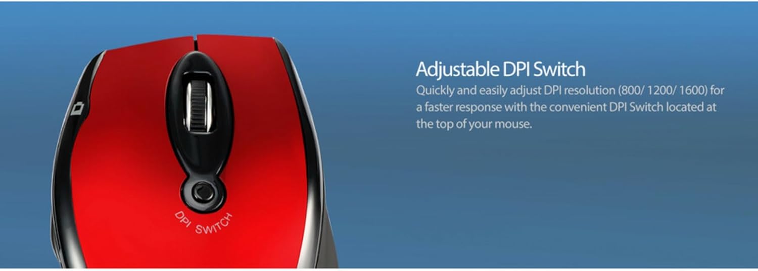 iMouse M20R – Wireless Ergonomic Optical Mouse, Red