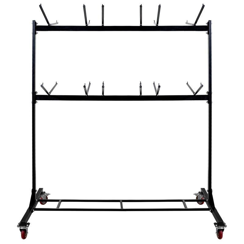 Alpine AdirOffice 1,000 Lb 2-Tier Steel Folding Chair Cart, 76-1/8inH x 67-3/4inW x 33-1/8inD, Black