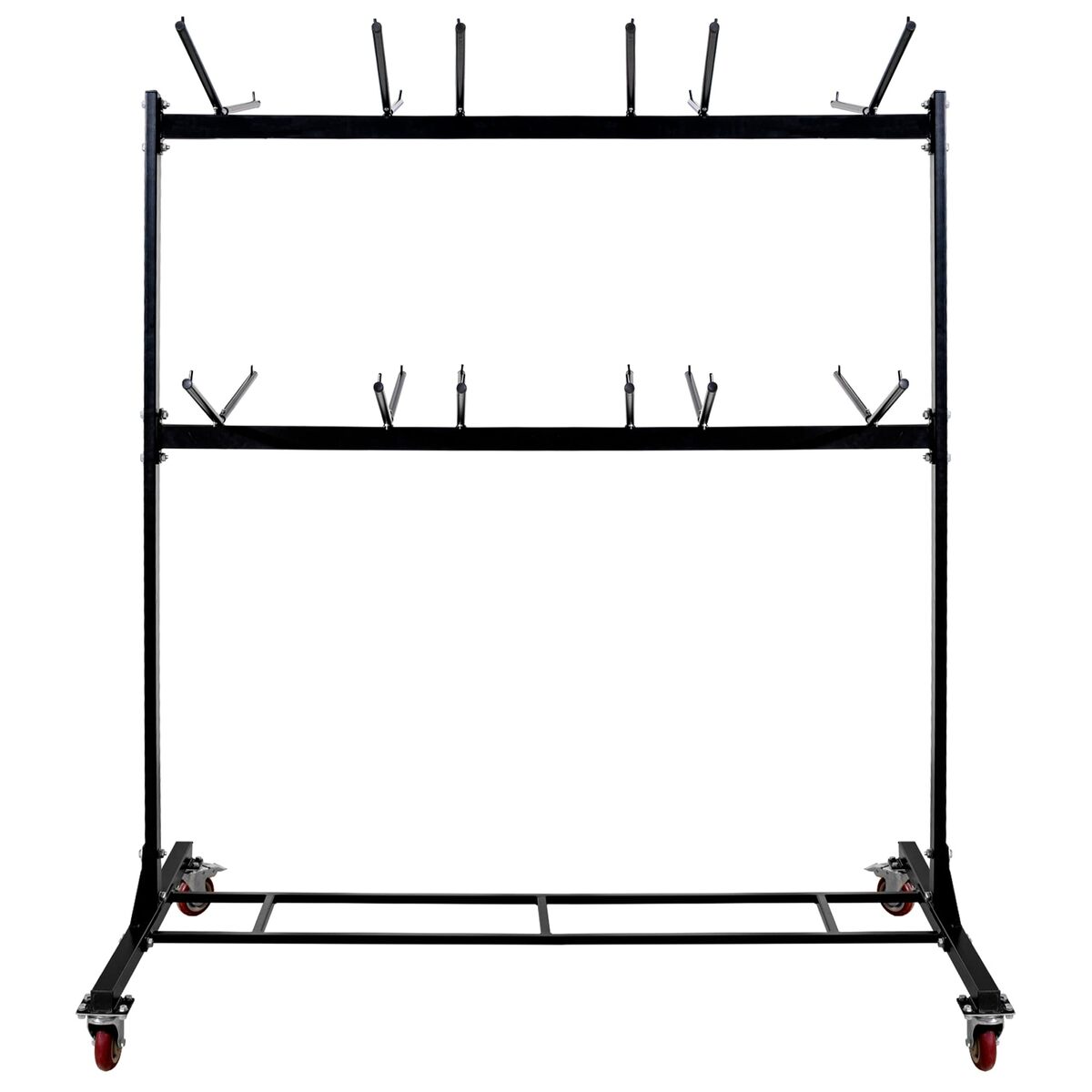 Alpine AdirOffice 1,000 Lb 2-Tier Steel Folding Chair Cart, 76-1/8inH x 67-3/4inW x 33-1/8inD, Black