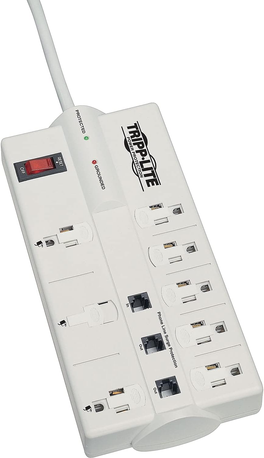 Tripp Lite TLP808TEL 8-Outlet Surge Protector Power Strip, 120V, 8ft Cord, 2160J