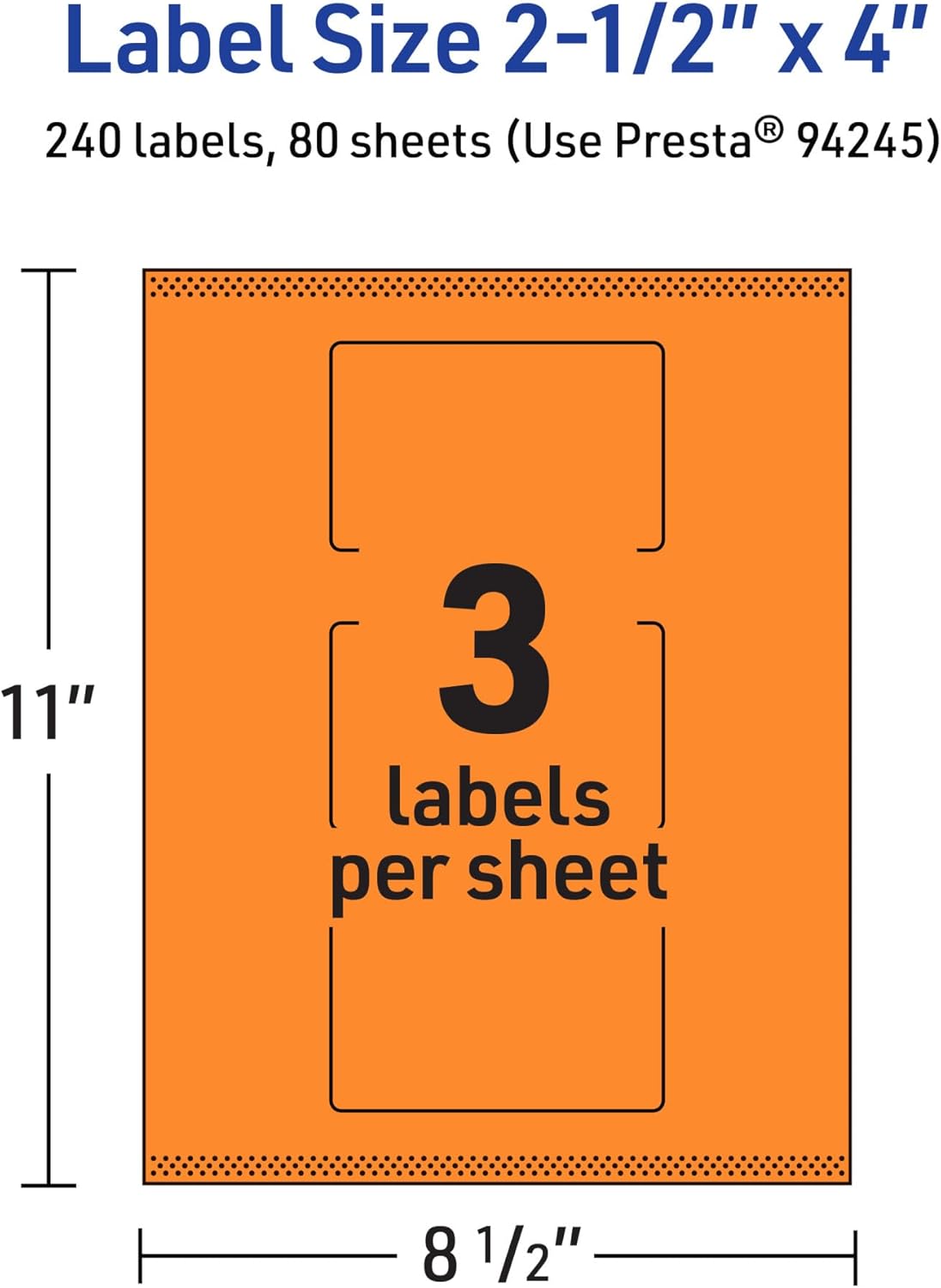Avery Printable Rectangle Labels, Sure Feed Technology, 2-1/2" x 4", Bright Orange, Print-to-The-Edge, Laser/Inkjet Printable