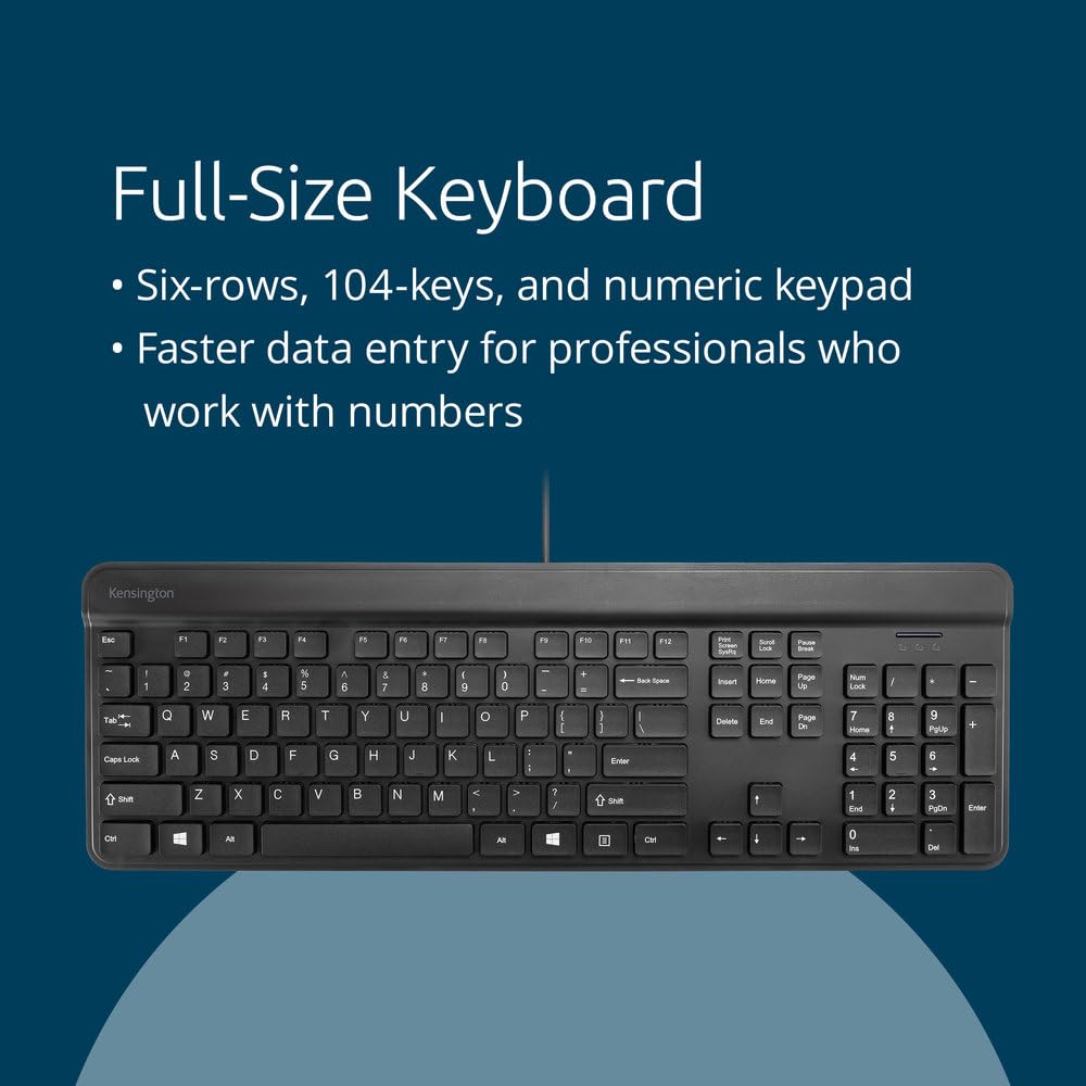 Kensington KB201 Simple Solutions Wired Keyboard, TAA Compliant