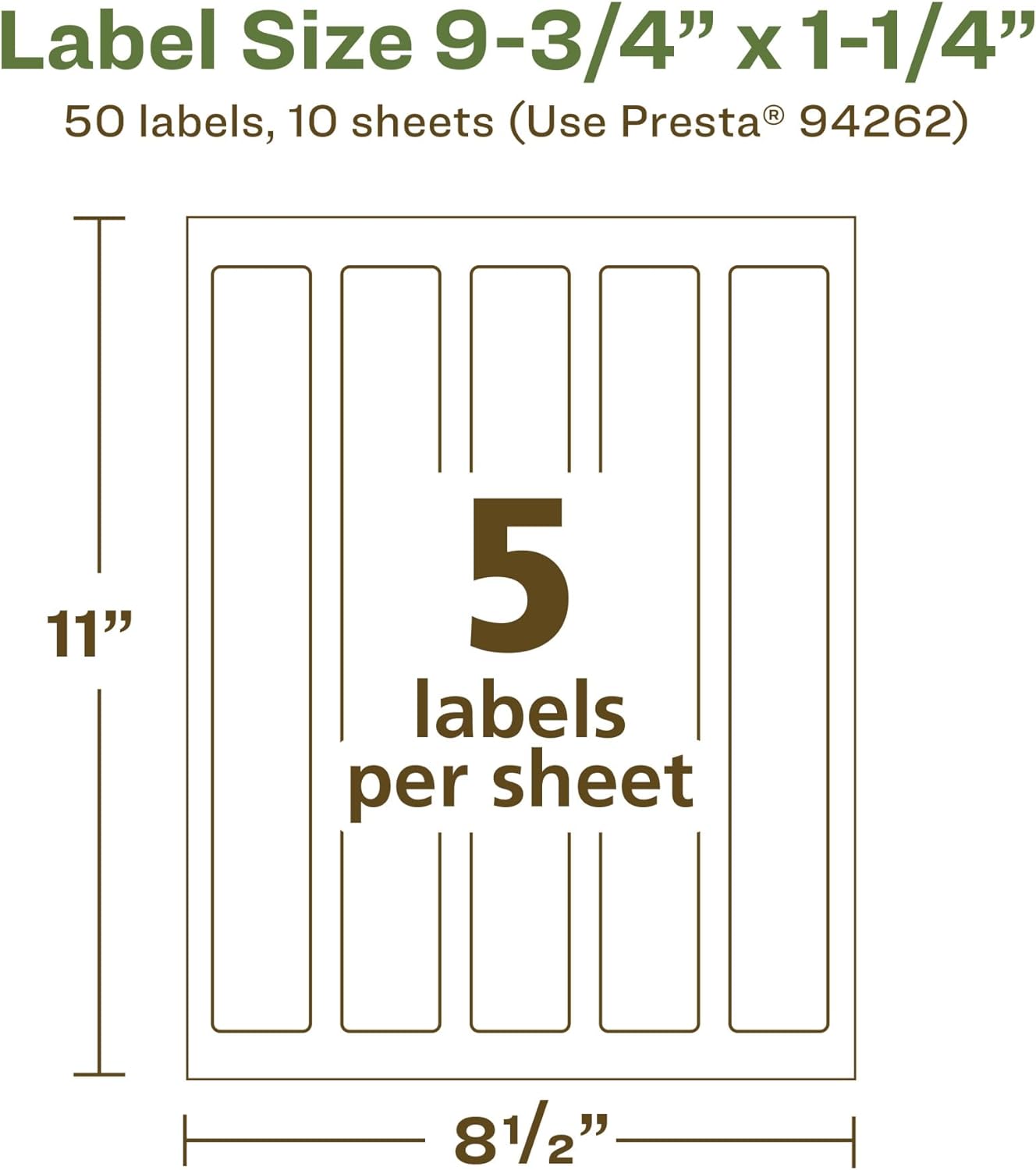 AVERY EcoFriendly Matte White Recycled Rectangle Labels, 9.75" x 1.25", Print-to-The-Edge, Permanent, Laser/Inkjet Printable