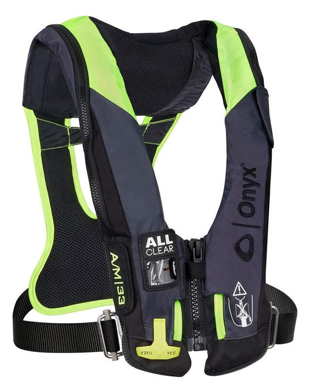 Onyx Impulse A/M 33 All Clear w/Harness Auto/Manual Inflatable Life Jacket - Grey