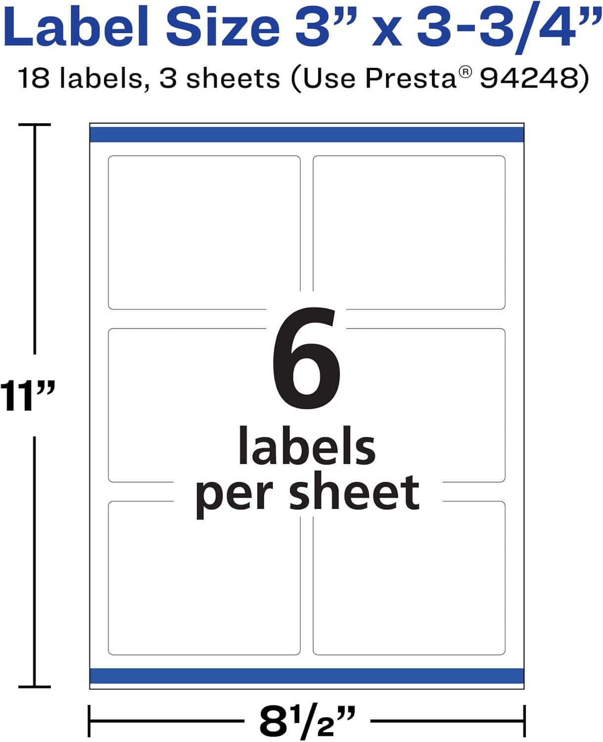 Avery Durable Removable Rectangle Labels, Sure Feed Technology, 3" x 3.75", Matte White Film