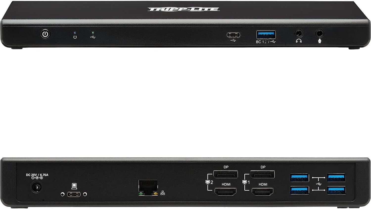 Tripp Lite USB-C Docking Station, 14 Port USB C Dock for Dual Display, 5K 60 Hz DisplayPort DP, 4K 60 Hz HDMI, USB 3.2 Gen 1