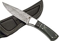 BucknBear Custom Handmade Damascus Utility Hunting Fixe Blade Knife (Green Micarta Handle)
