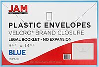 JAM PAPER Plastic Booklet Envelopes with Hook & Loop Closure - Pack of 12