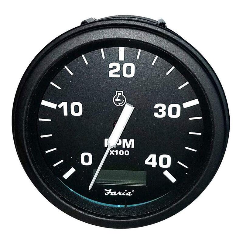 Faria Beede 32834 Euro Tachometer with Hourmeter (4000 RPM) Diesel - 4"", Black, Multicoloured