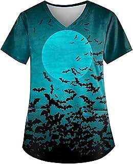 Scrub Tops Mujeres Halloween Estampado 2025 Scrub Tops Mujeres Halloween Estampado 2025