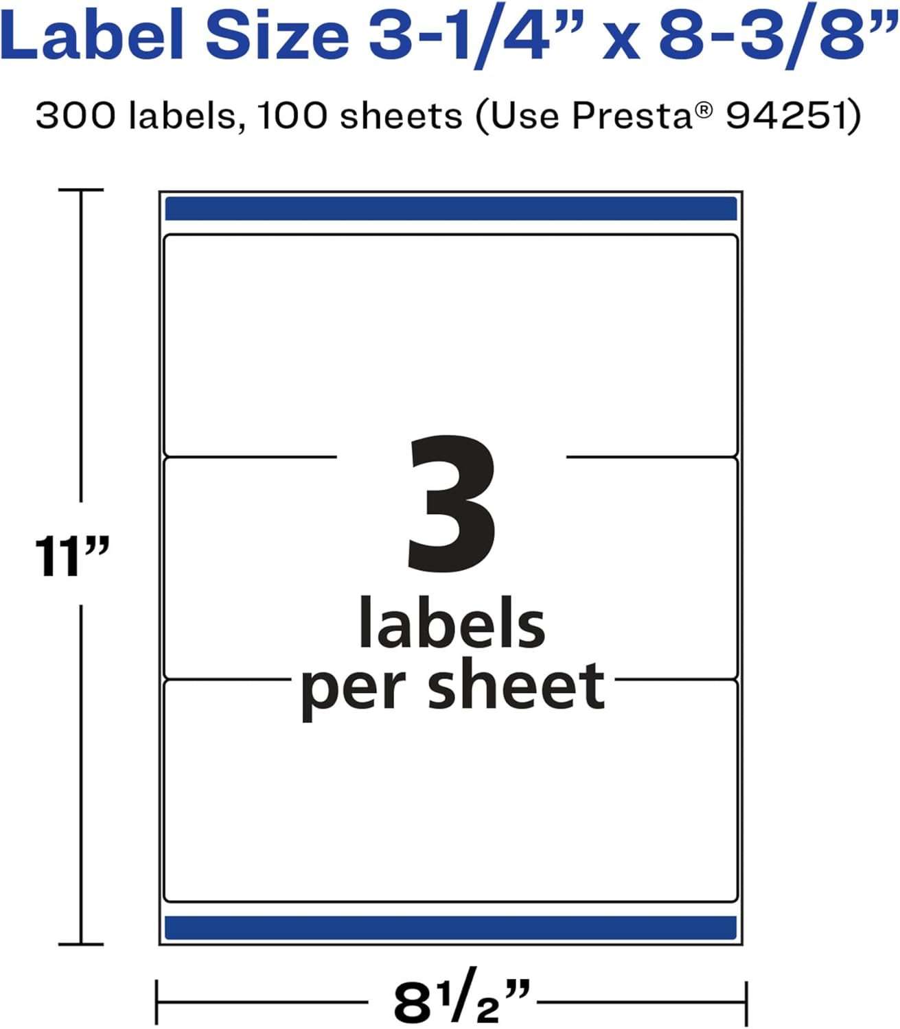 AVERY Glossy White Rectangle Labels, Sure Feed Technology, 3-1/4" x 8-3/8"