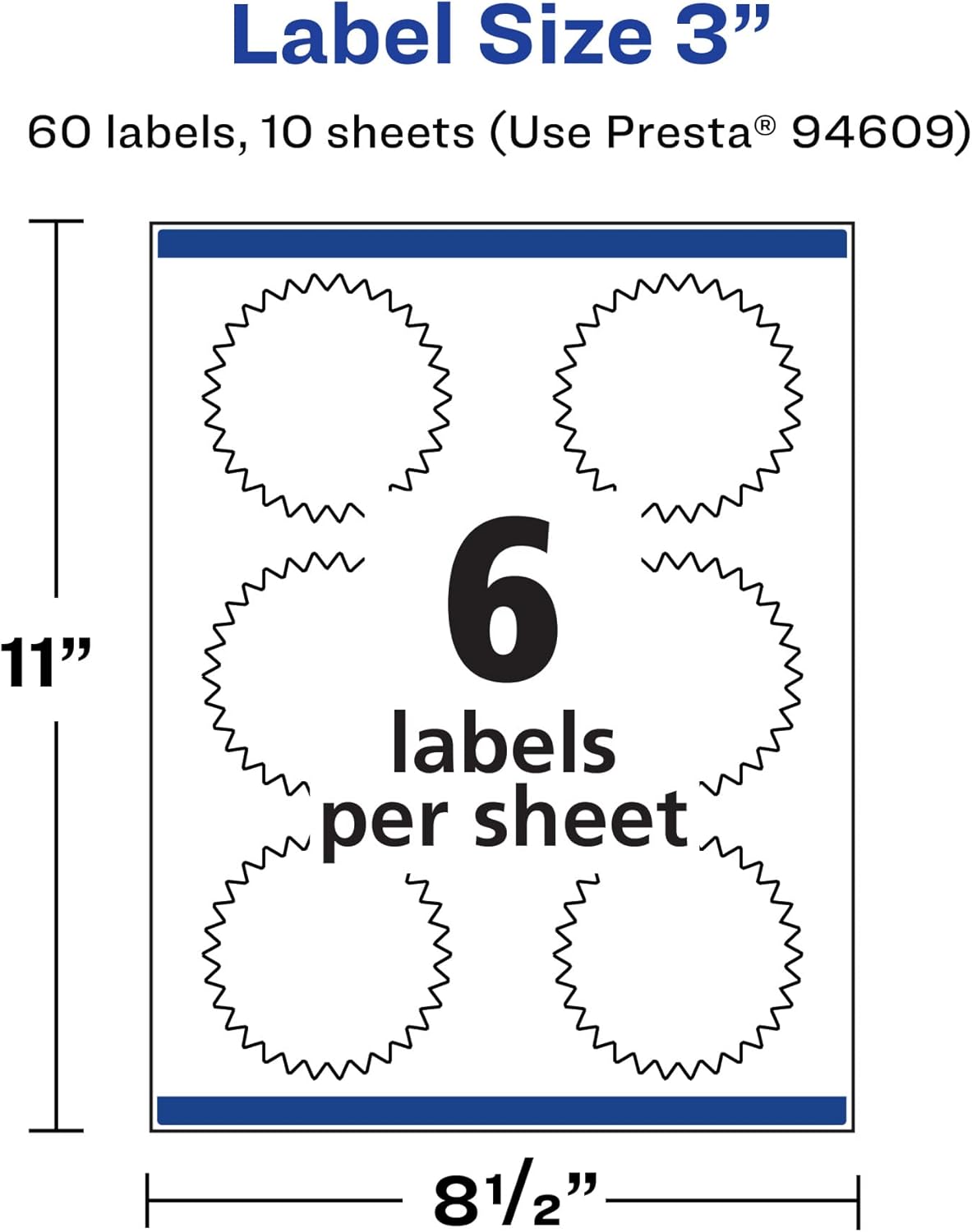 Avery Durable Waterproof Starburst Labels, Sure Feed Technology, 3"
