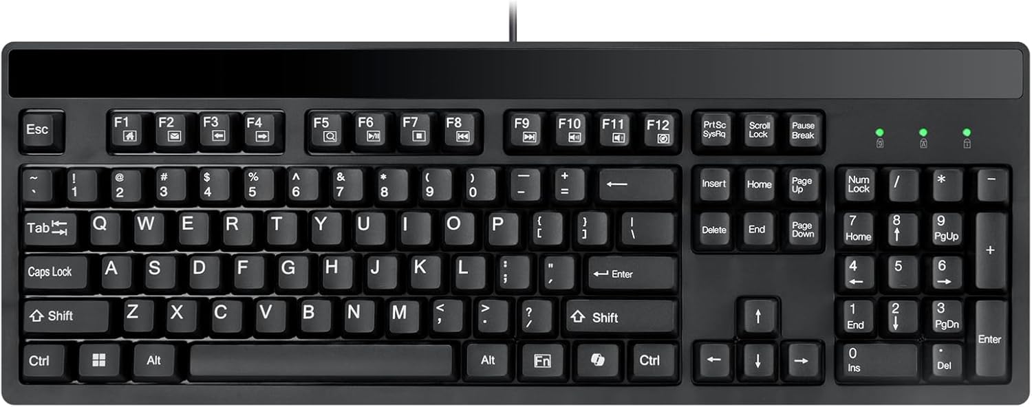 ADESSO EasyTouch 130 Full-Sized USB Wired Mechanical Keyboard with Brown Switches, Dedicated Copilot AI Hotkey