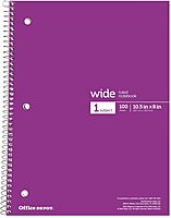 Office Depot® Wirebound Notebooks, 8" x 10-1/2", 1 Subject, Wide Ruled, 100 Sheets, Assorted Colors, Pack Of 6 Notebooks