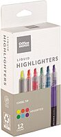 Office Depot Brand(R) Liquid Ink Highlighters With Chisel Tips, Assorted Colors, Pack Of 12, OD24660