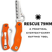 SPYDERCO Rescue Folding Pocket Knife with VG-10 Blade and FRN Handle